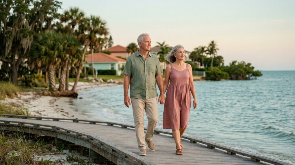 Couple walking on beach