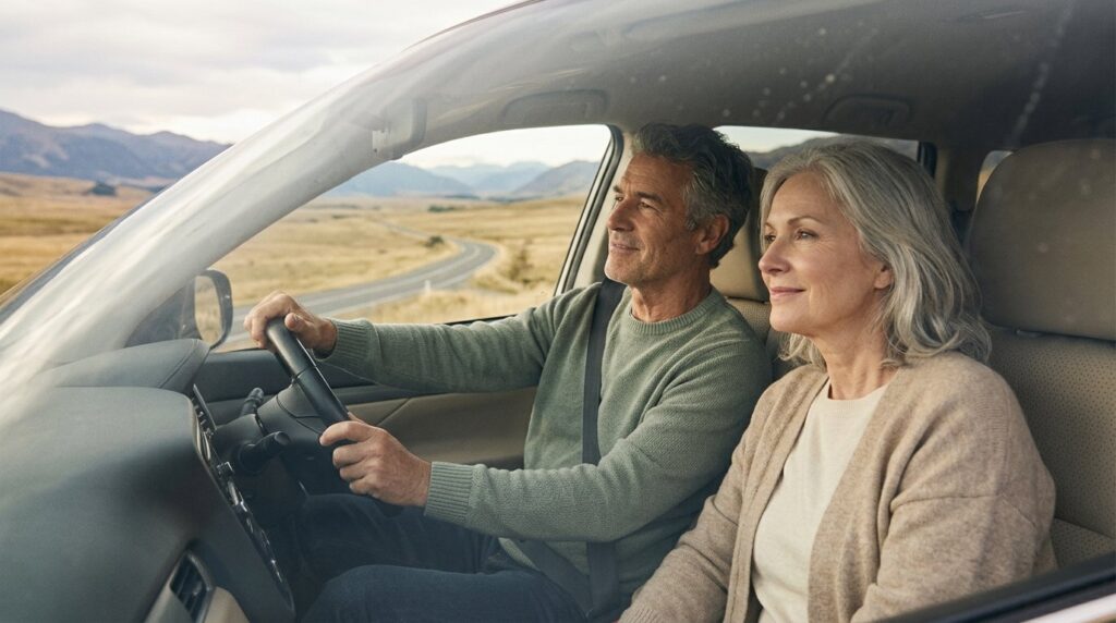 Una pareja conduciendo