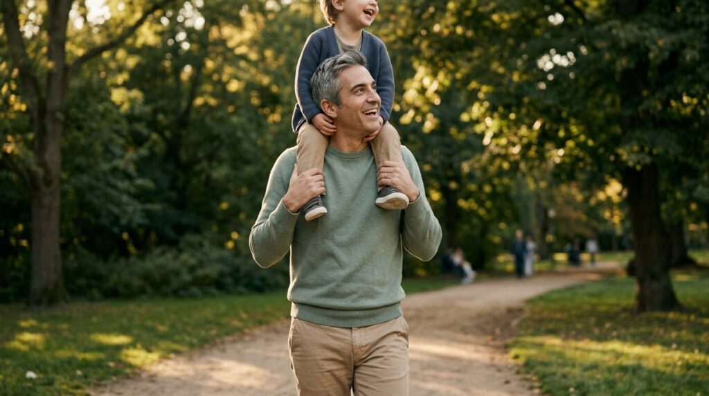 Father with son on shoulders